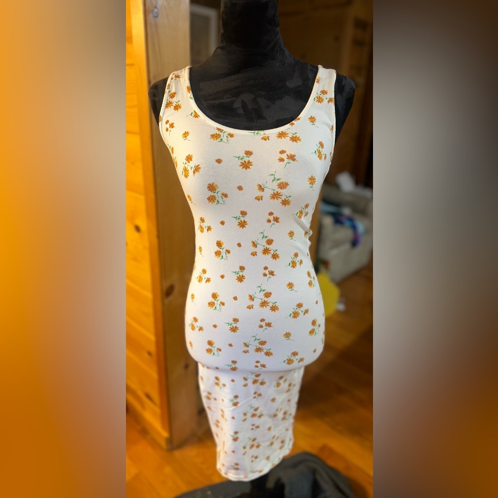 Forever 21 Cream Dress with Orange Floral Pattern